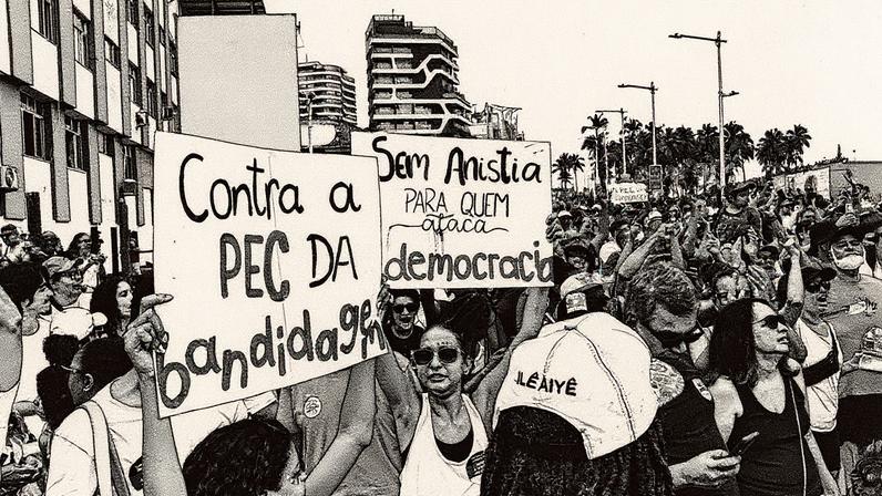 Ato contra a PEC da Blindagem e o PL da Anistia em Salvador (BA) (Foto: Reprodução)