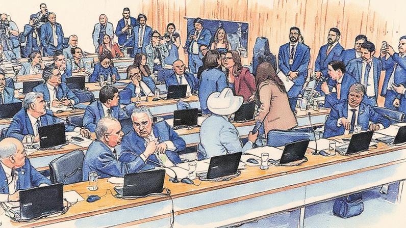 Parlamentares discutem durante a CPI do INSS (Foto: Reprodução)