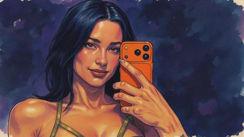 Dua Lipa utiliza o iPhone 17 Pro laranja em colaboração com a Apple durante a Radical Optimism Tour (Foto: Reprodução)