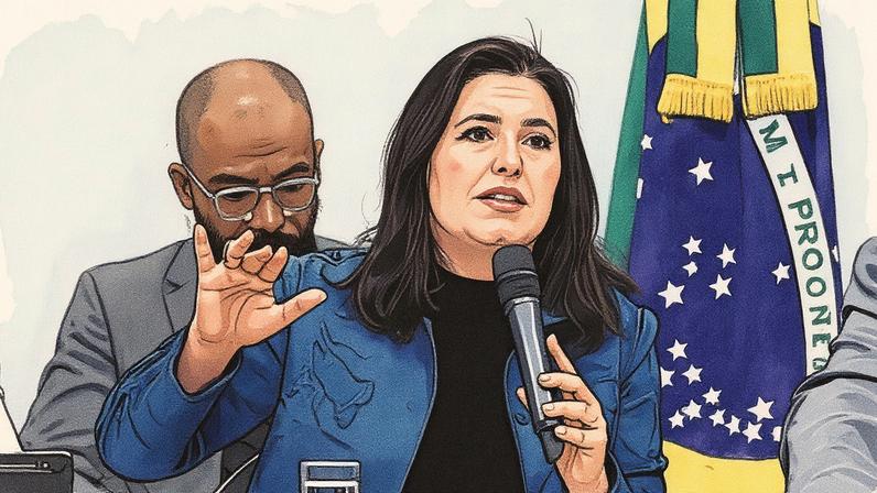 Ministra Simone Tebet em evento na Câmara dos Deputados (Foto: Reprodução)