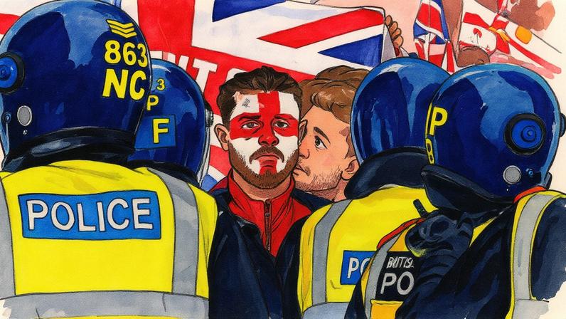 Apoiadores de Tommy Robinson se reúnem durante marcha pela 'Liberdade de expressão' no centro de Londres (Foto: Reprodução)