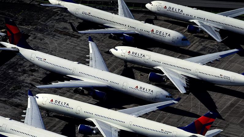 Frota de aeronaves da Delta Air Lines em Birmingham em 2020 (Foto: Reprodução)