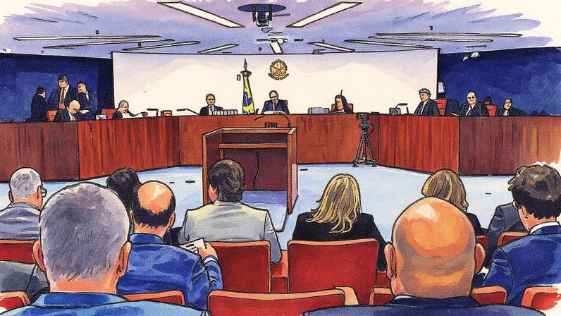 Primeira Turma do STF durante o julgamento do núcleo crucial (Foto: Reprodução)
