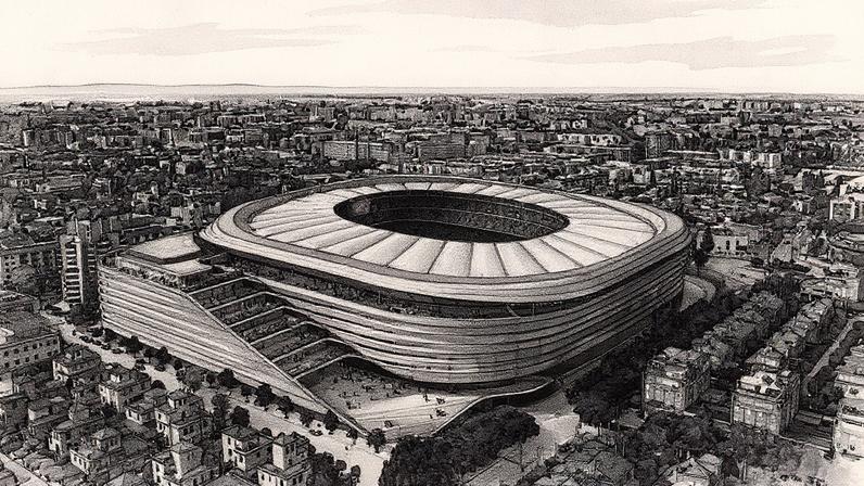 Novo estádio do Real Betis em projeto, com destaque para os camarotes da nova construção (Foto: Reprodução)