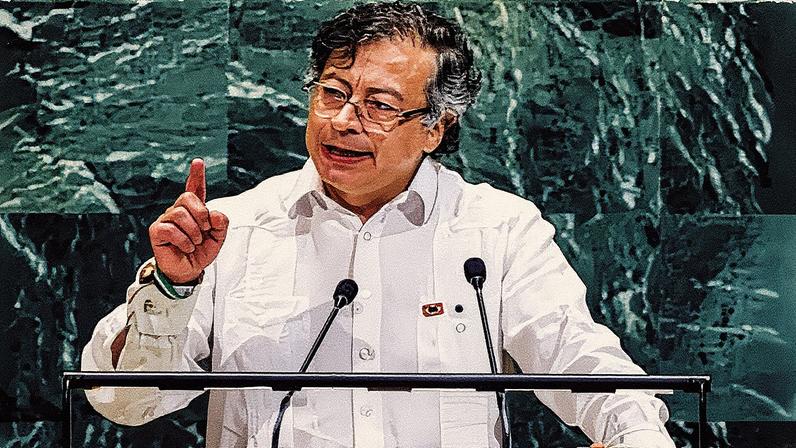 Colombian president Gustavo Petro addresses the 80th United Nations general assembly at UN headquarters in New York, on Tuesday. Photograph: Eduardo Muñoz/Reuters