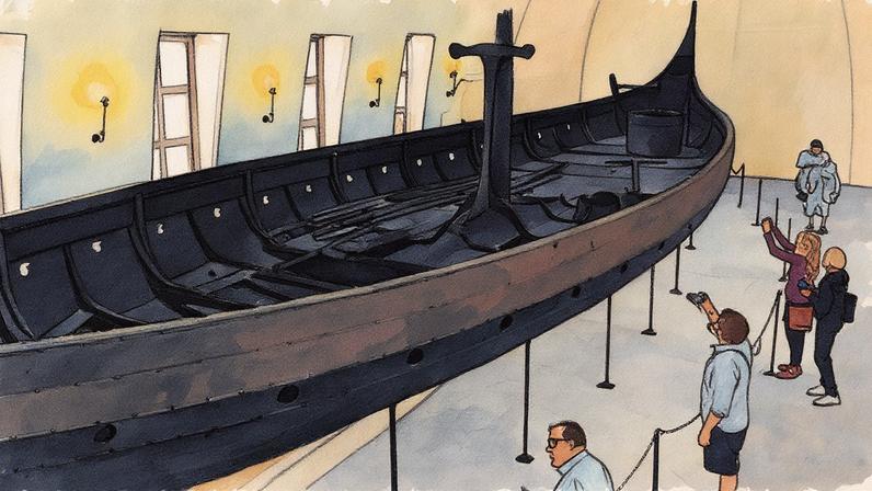 Embarcação viking em exibição (Foto: Reprodução)