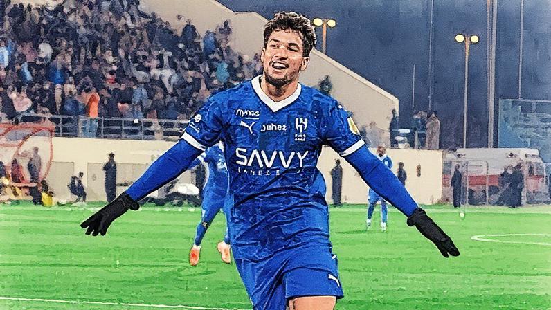 Marcos Leonardo, ex-jogador do Santos, em ação pelo Al-Hilal (Foto: Reprodução)