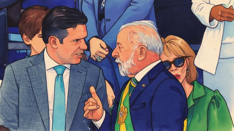 Presidente Lula e presidente da Câmara, Hugo Motta, assistem ao desfile do 7 de Setembro em Brasília (Foto: Reprodução)