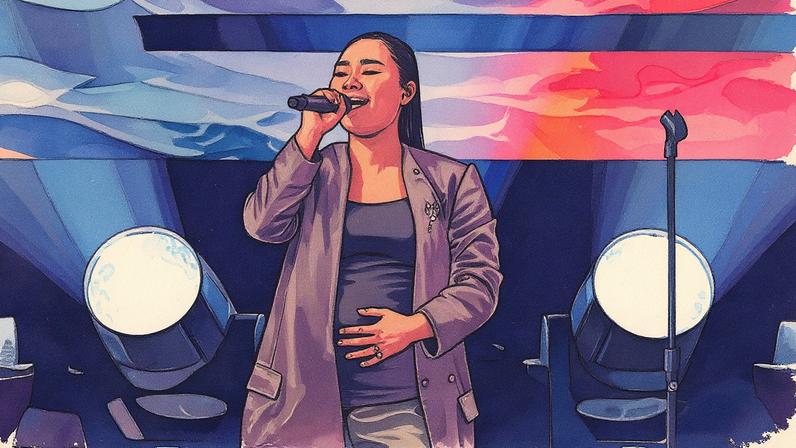 Concorrente do 'America's Got Talent', Jessica Sanchez se apresentou cantando 'Ordinary' enquanto estava grávida de oito meses (Foto: Reprodução)