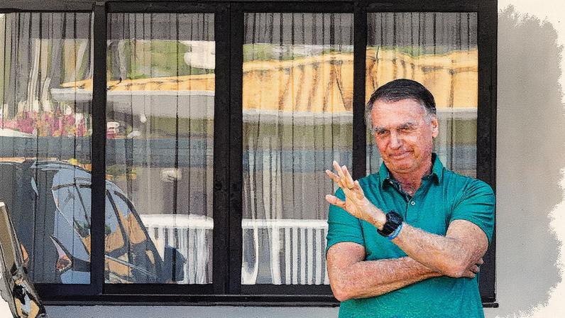 Ex-presidente brasileiro acena em sua residência em Brasília no dia do julgamento que resultou em sua condenação a 27 anos e 3 meses de prisão (Foto: Reprodução)