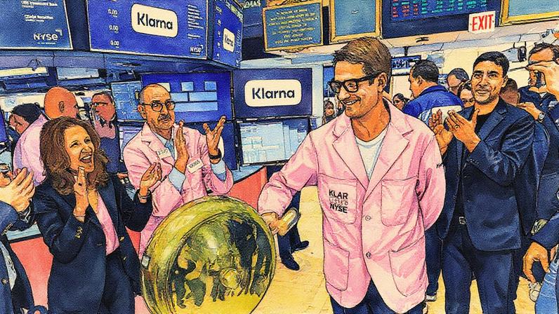 Sebastian Siemiatkowski na Bolsa de Valores de Nova York (Foto: Reprodução)