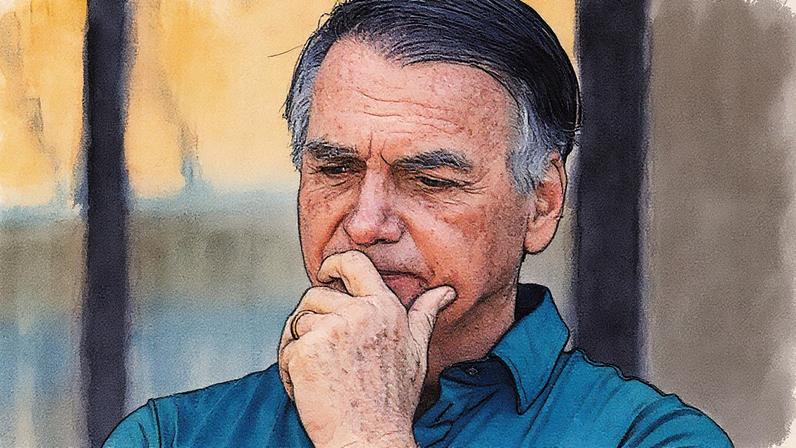 Ex-presidente Jair Bolsonaro faz aparição de cerca de 20 minutos no quintal de sua residência em Brasília (Foto: Reprodução)