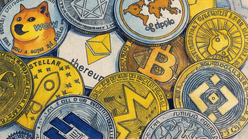 Ilustração com criptomoedas (Foto: Reprodução)