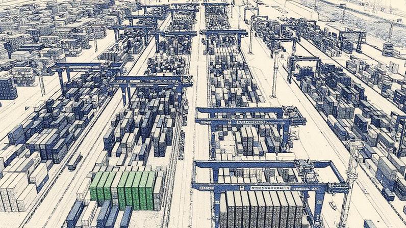Container backlog no Terminal de Contêineres do Porto de Longtan, em Nanjing, Província de Jiangsu, China, em 21 de setembro de 2025 (Foto: Reprodução)