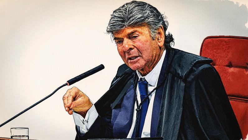 Ministro Luiz Fux participa do julgamento da trama golpista em sessão da primeira turma do STF (Foto: Reprodução)