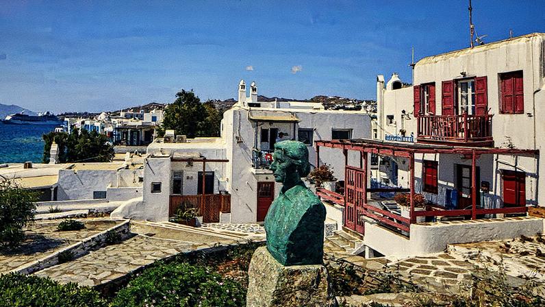 Estátua de Melpo Axioti em Mikonos, Grécia (Foto: Reprodução)