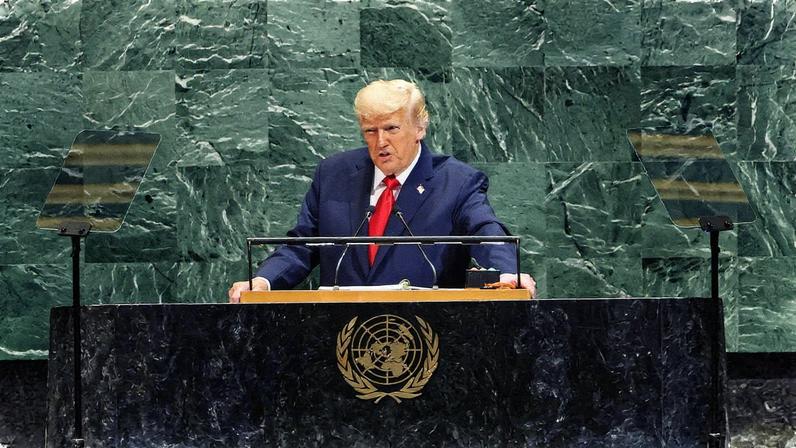 Presidente dos EUA, Donald Trump, durante discurso nas Nações Unidas (Foto: Reprodução)