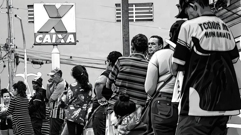 Fila para pagamento do Bolsa Família em São Paulo (SP) (Foto: Reprodução)