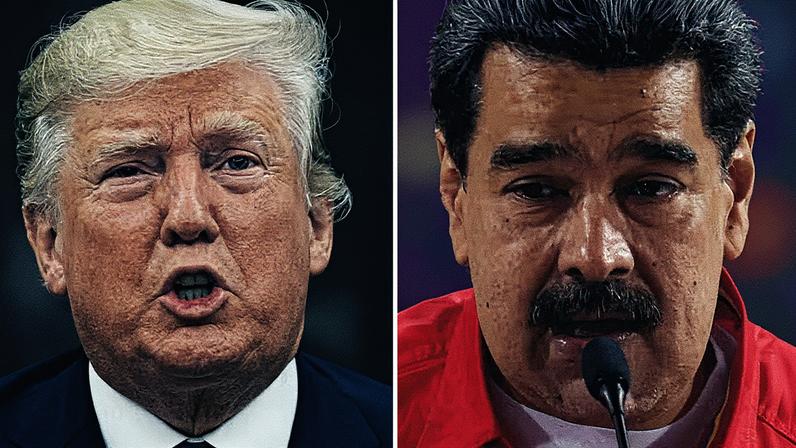 Donald Trump e Nicolás Maduro em encontro formal (Foto: Reprodução)