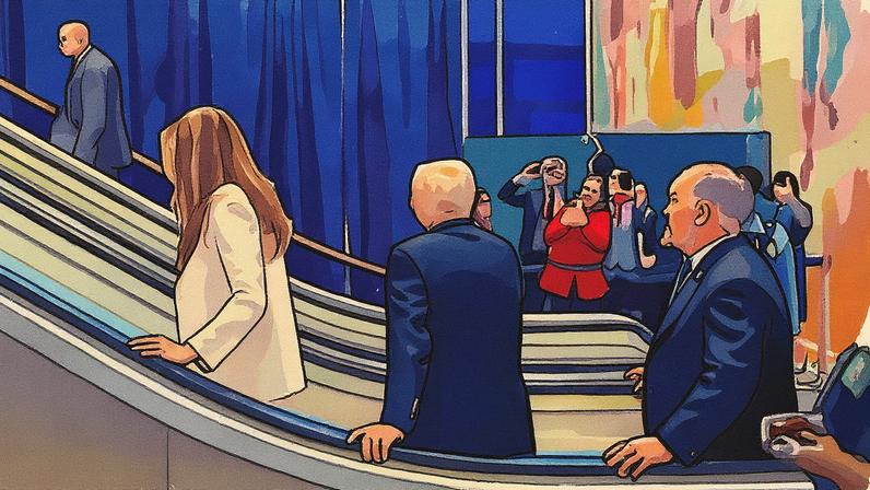 Escada rolante da ONU apresenta problema com Trump e Melania (Foto: Reprodução)