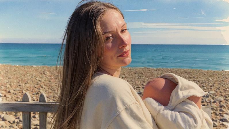Mulher com um filho de um ano em uma foto de família (Foto: Reprodução)
