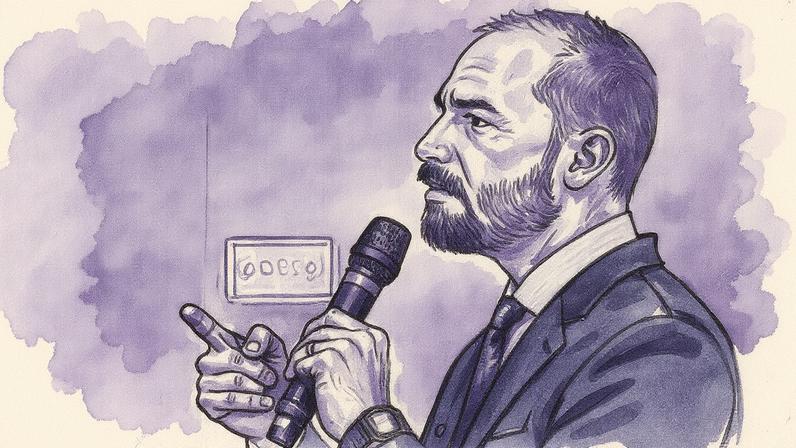 Deputado federal Eduardo Bolsonaro participa de ato do PL em 2024 (Foto: Reprodução)