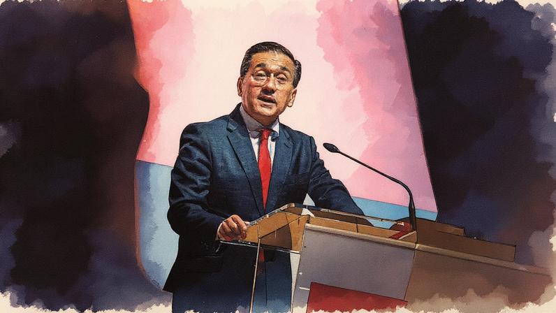 Ministro de Asuntos Exteriores, José Manuel Albares, em ato no Ministério de Exteriores (Foto: Reprodução)