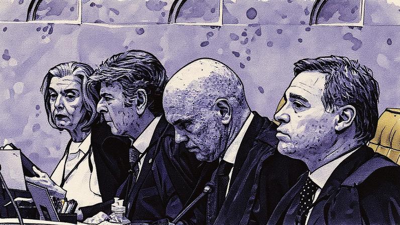 Ministros do STF, Cármen Lúcia, Luiz Fux, Alexandre de Moraes e André Mendonça em evento (Foto: Reprodução)