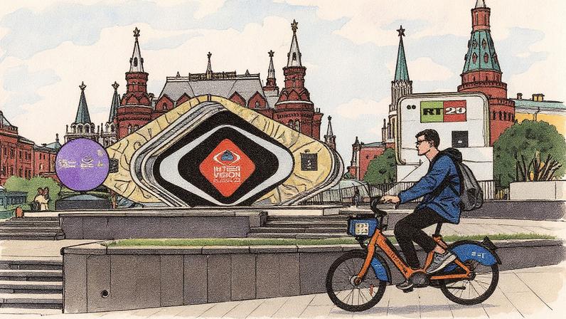 Anúncio do Intervision nas imediações do Kremlin (Foto: Reprodução)