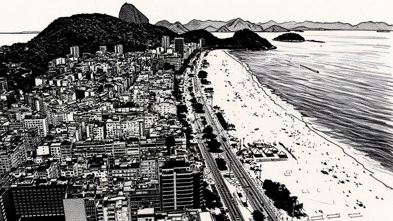 Vista aérea da praia e do bairro de Copacabana, na zona sul do Rio de Janeiro (Foto: Reprodução)