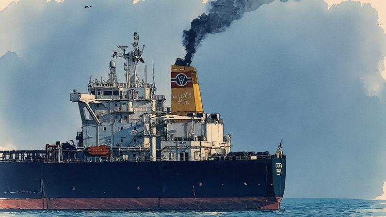 Petroleiro Eventin, suspeito de fazer parte da frota sombra da Rússia, ancorado na costa de Rügen, Alemanha (Foto: Reprodução)