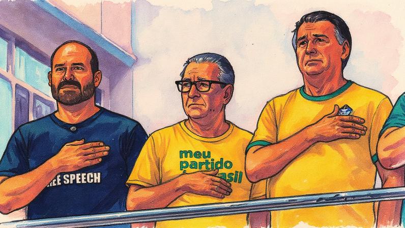 Eduardo Bolsonaro e Silas Malafaia criticam o relator da PL da Anistia durante evento (Foto: Reprodução)