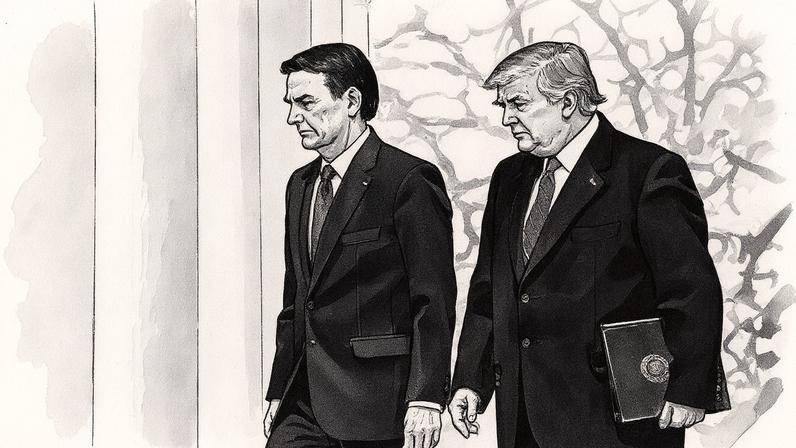 Donald Trump e Jair Bolsonaro durante uma roda de imprensa conjunta na Casa Branca (Foto: Reprodução)