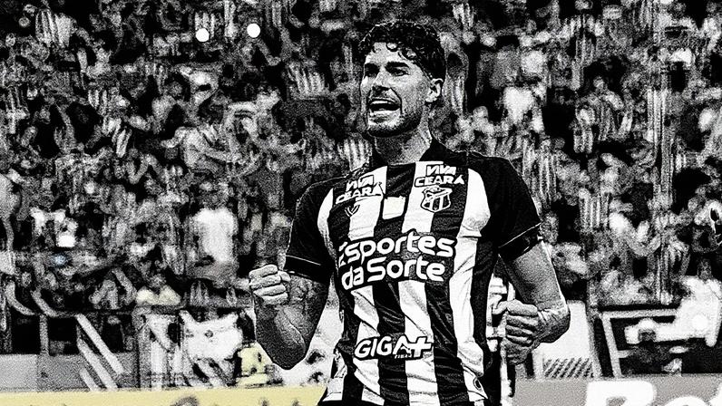 Pedro Raul comemora gol em sua estreia pelo Ceará no Campeonato Cearense, no estádio Castelão (Foto: Reprodução)