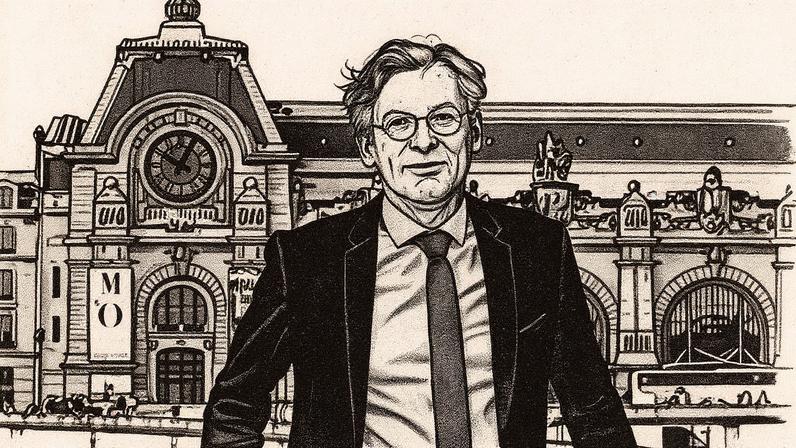 Homem fala ao microfone sobre sua nomeação como chefe do Musée d'Orsay (Foto: Reprodução)
