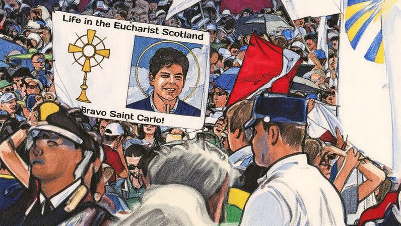 Fiéis chegam para a missa de canonização de Carlo Acutis e Pier Giorgio Frassati na Praça de São Pedro, no Vaticano, em 7 de setembro de 2025 (Foto: Reprodução)