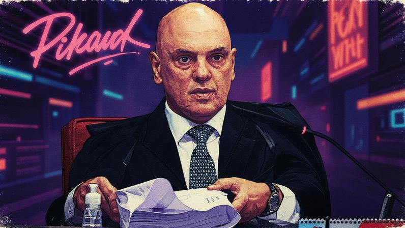 Ministro do STF Alexandre de Moraes durante o julgamento do ex-presidente Jair Bolsonaro por tentativa de golpe (Foto: Reprodução)