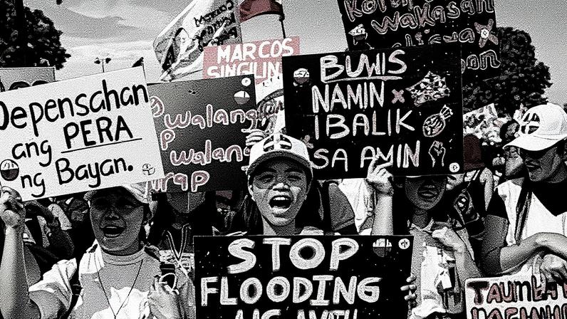 Protesters in Rizal Park, Manila, on 21 September. Photograph: Lisa Marie David/Reuters