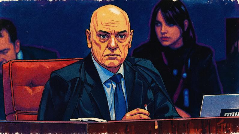 Alexandre de Moraes durante o segundo dia de julgamento da trama golpista no Supremo Tribunal Federal (STF) (Foto: Reprodução)