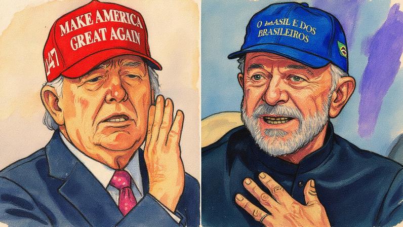 Montagem mostra os líderes políticos Donald Trump e Luiz Inácio Lula da Silva (Foto: Reprodução)