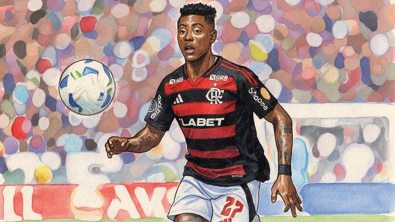 Bruno Henrique em campo durante partida de futebol (Foto: Reprodução)