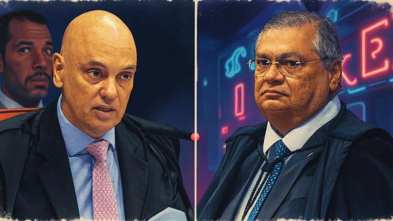 Ministros Alexandre de Moraes e Flávio Dino durante julgamento relacionado a uma trama golpista (Foto: Reprodução)