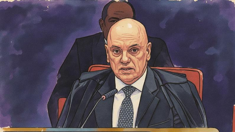 Ministro Alexandre Moraes durante julgamento de Bolsonaro e outros réus no STF (Foto: Reprodução)