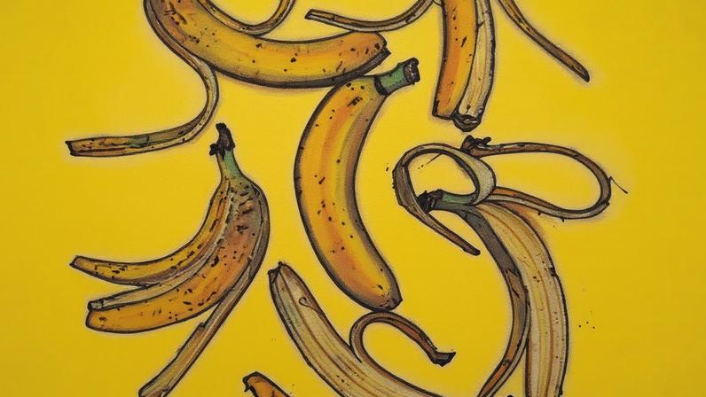 Cascas de banana em um fundo neutro, destacando sua textura e cor (Foto: Reprodução)