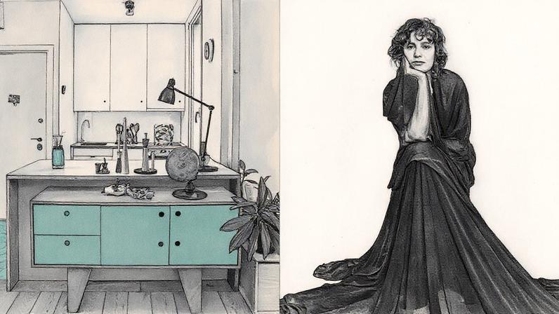 Artista exibe suas criações em uma varanda, semelhante ao que faz em suas performances, antes de serem usadas por modelos ou bailarinos (Foto: Reprodução)