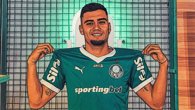 Andreas Pereira posa com a camisa do Palmeiras (Foto: Reprodução)