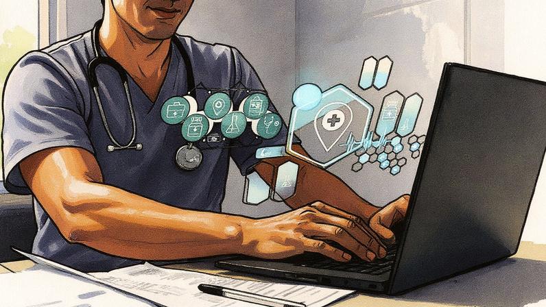 Foto de um conceito de tecnologia em saúde com elementos gráficos e ícones relacionados (Foto: Reprodução)