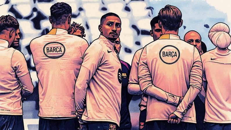 Raphinha treina com o Barcelona em Newcastle (Foto: Reprodução)