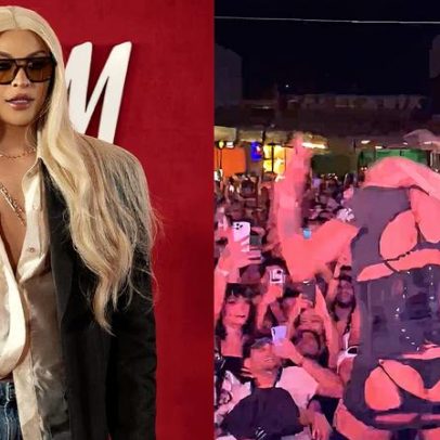 Pabllo Vittar se joga do palco e cai durante show em Goiânia