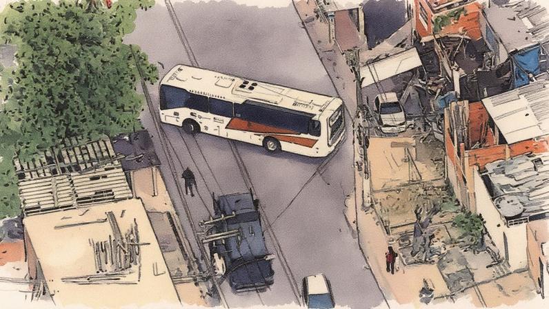 Ônibus sequestrado em uma área urbana (Foto: Reprodução)